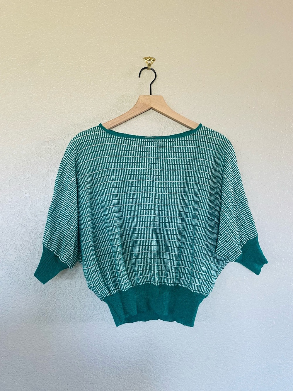 Vintage Elle Kelly Green & White Sweater